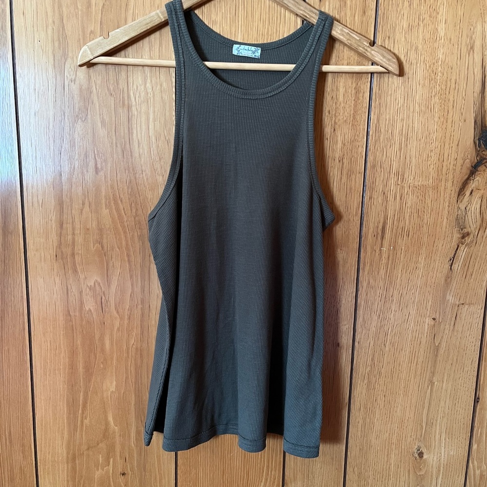 Free People Dark Olive Tank Top